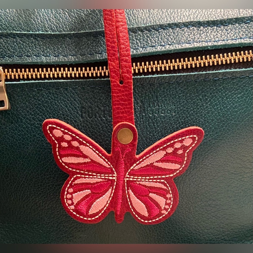 Portland Leather Chili Red Monarca Butterfly Bag Charm Bag Flair Tassel - NEW